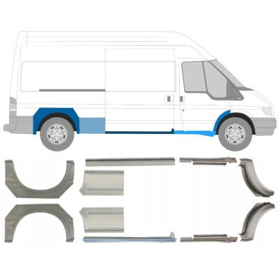 Reparație prag + aripă spate pentru Ford Transit 2000-2013 / LWB / Stânga+Dreapta / Set 10640