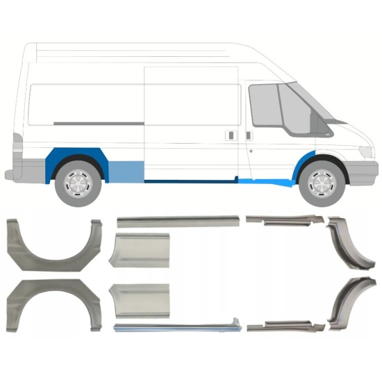 Reparație prag + aripă spate pentru Ford Transit 2000-2013 / Stânga+Dreapta / Set 10640