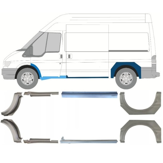 Reparație prag + aripă spate pentru Ford Transit 2000-2013 / Set 12675