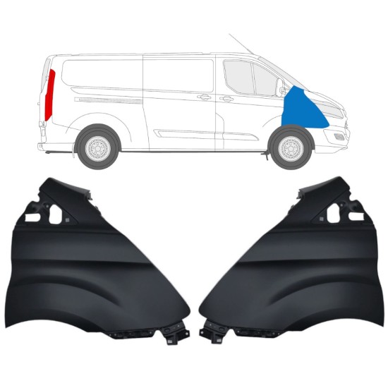 Aripă față pentru Ford Transit Custom 2013-2017 / Stânga+Dreapta / Set 17097