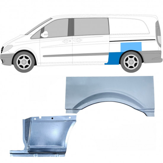 Reparație aripă spate pentru Mercedes Vito 2003- / LWB / Stânga / Set 11865