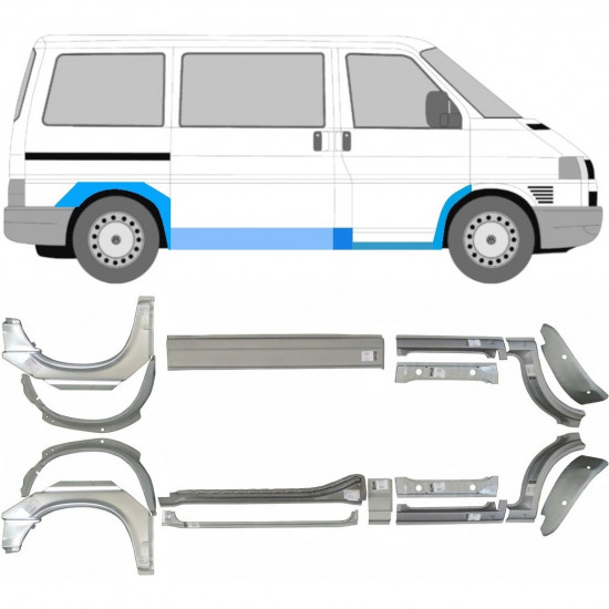 VW T4 1990- AMPATAMENT SCURT/AMPATAMENT MEDIU 16x KIT REPARATIE PRAG ARIPA / A STABILIT